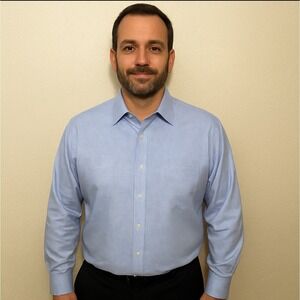 Van Heusen Mens XL 17-17 1/2 Blue Check Regular Fit Dress Shirt Office‎